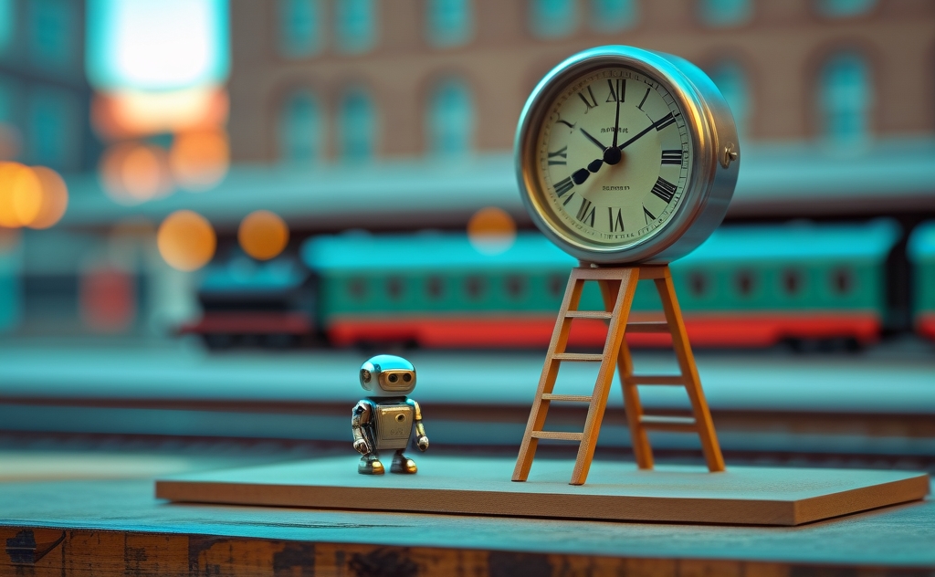 Miniatuur diorama-illustratie bij artikel 'AI Act-uitstel: de nieuwe deadlines van 2026 tot 2028 op een rij'