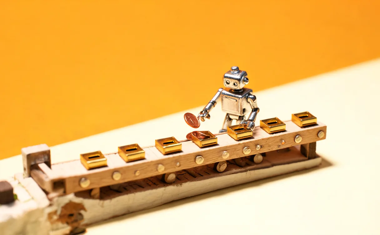 Miniatuur diorama-illustratie bij artikel 'AI-agents betaalden 138 miljoen keer met crypto, meestal een paar cent'