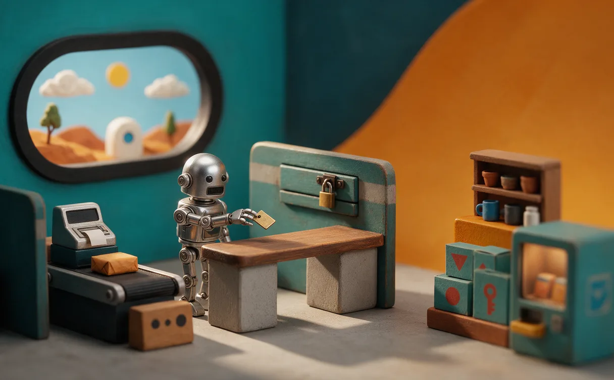 Miniatuur diorama-illustratie bij artikel 'AI-agent betaalt voor je: wat de Nederlandse proeven laten zien'