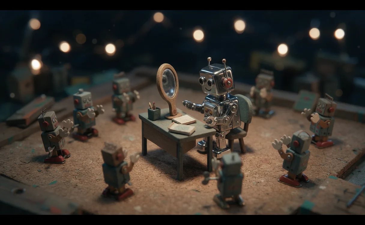 Miniatuur diorama-illustratie bij artikel 'Is je AI het te vaak met je eens? Ja, 49% vaker dan mensen'
