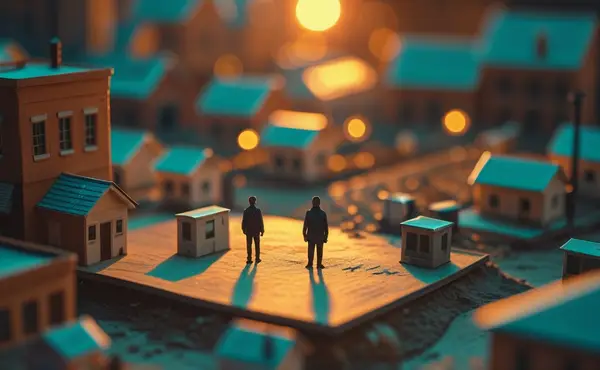 Miniatuur diorama-illustratie bij artikel 'AI groeit op miljardensteun en botst op stroomnet'