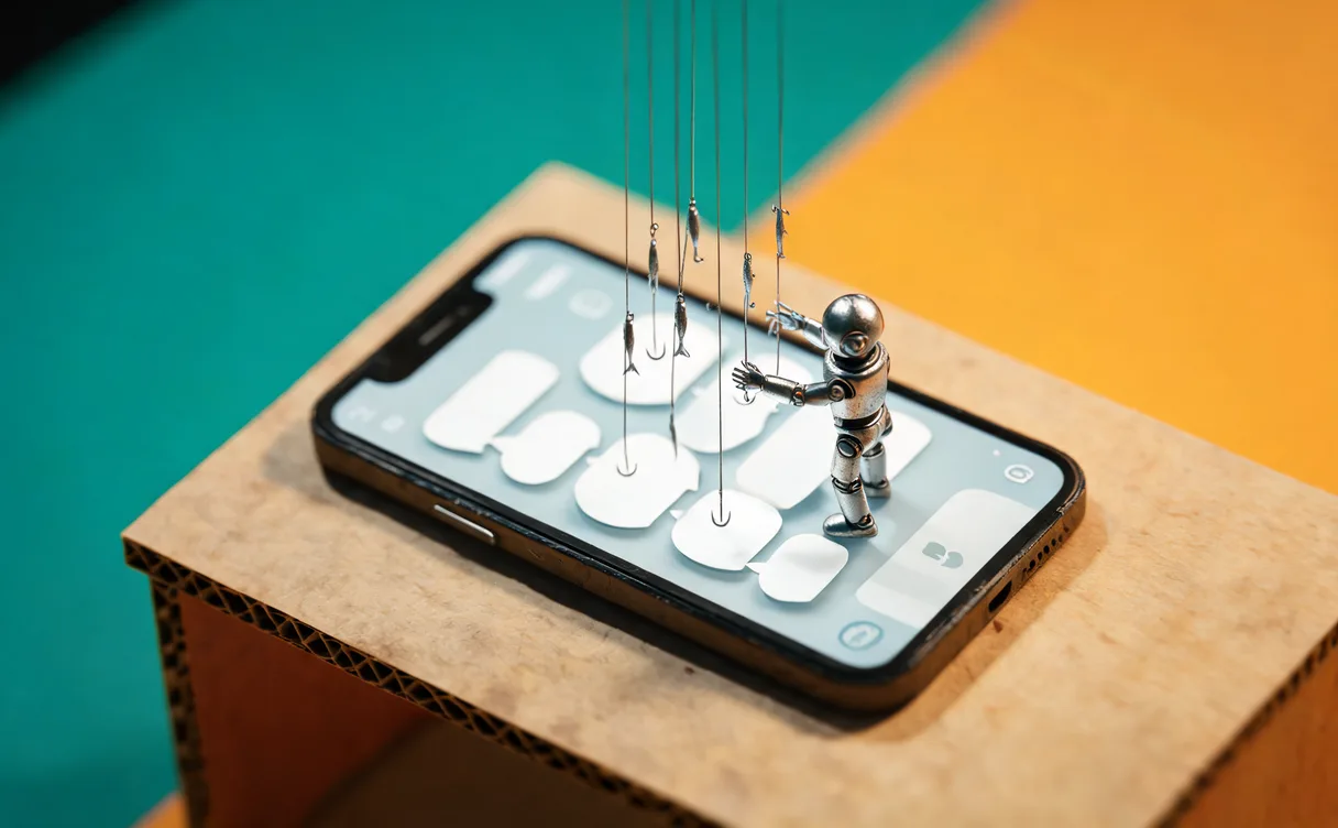 Miniatuur diorama-illustratie bij artikel 'AI herkent oplichting in chats: Singapore test model op telefoon'