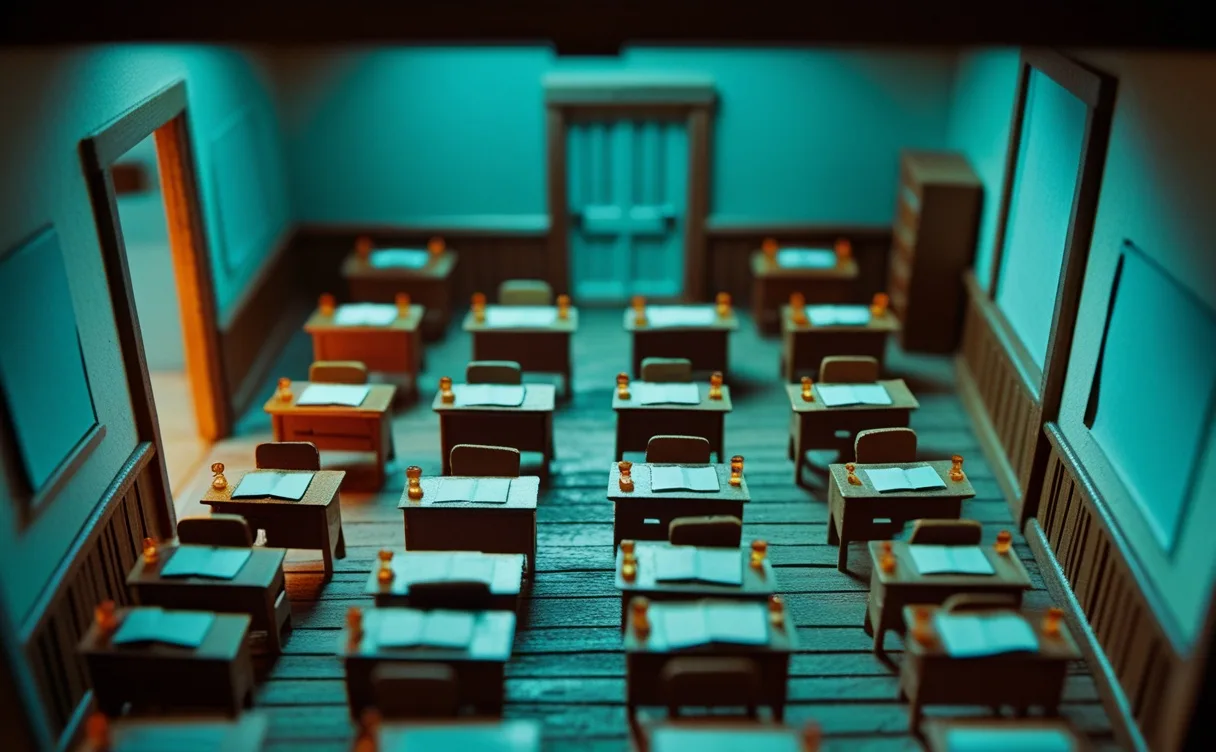 Miniatuur diorama-illustratie bij artikel 'AI in het onderwijs: 90% van de scholieren gebruikt het'