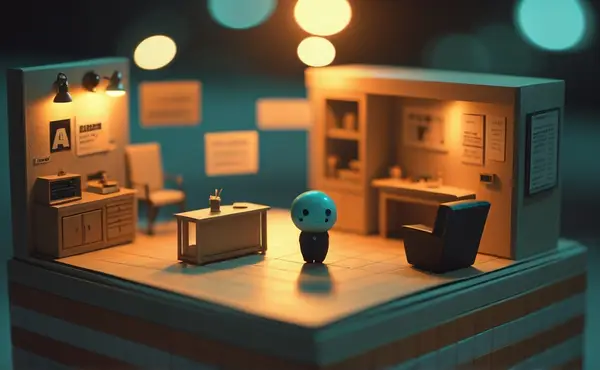 Miniatuur diorama-illustratie bij artikel 'Wat gebeurt er als je ChatGPT iets vraagt? AI-inferentie uitgelegd'