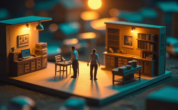 Miniatuur diorama-illustratie bij artikel 'AI voor je sollicitatie: CV, motivatiebrief en LinkedIn in één middag'