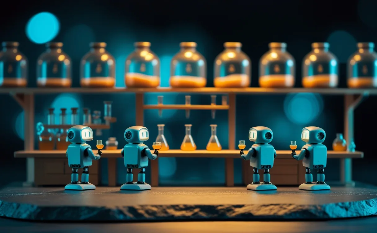 Miniatuur diorama-illustratie bij artikel 'Kan AI zelf wetenschap doen? Vier agents halen 60 van de 100'