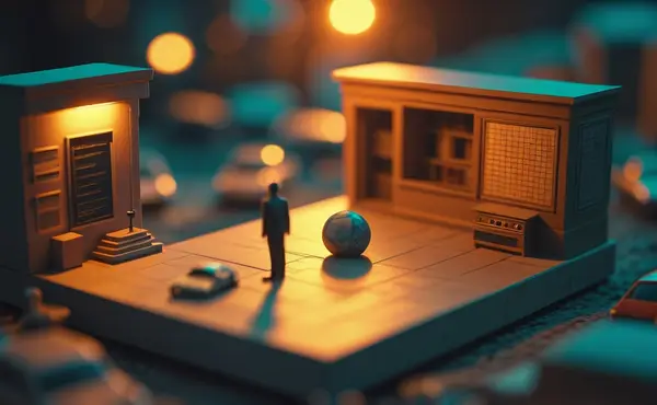 Miniatuur diorama-illustratie bij artikel 'Mythos: de AI waar banken wereldwijd in paniek van raken'