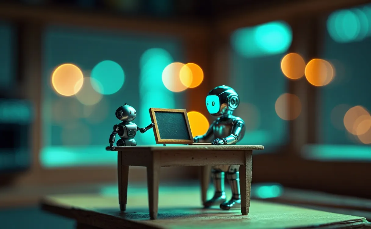 Miniatuur diorama-illustratie bij artikel 'Zo zetten docenten AI wél goed in (zonder de toets te verpesten)'