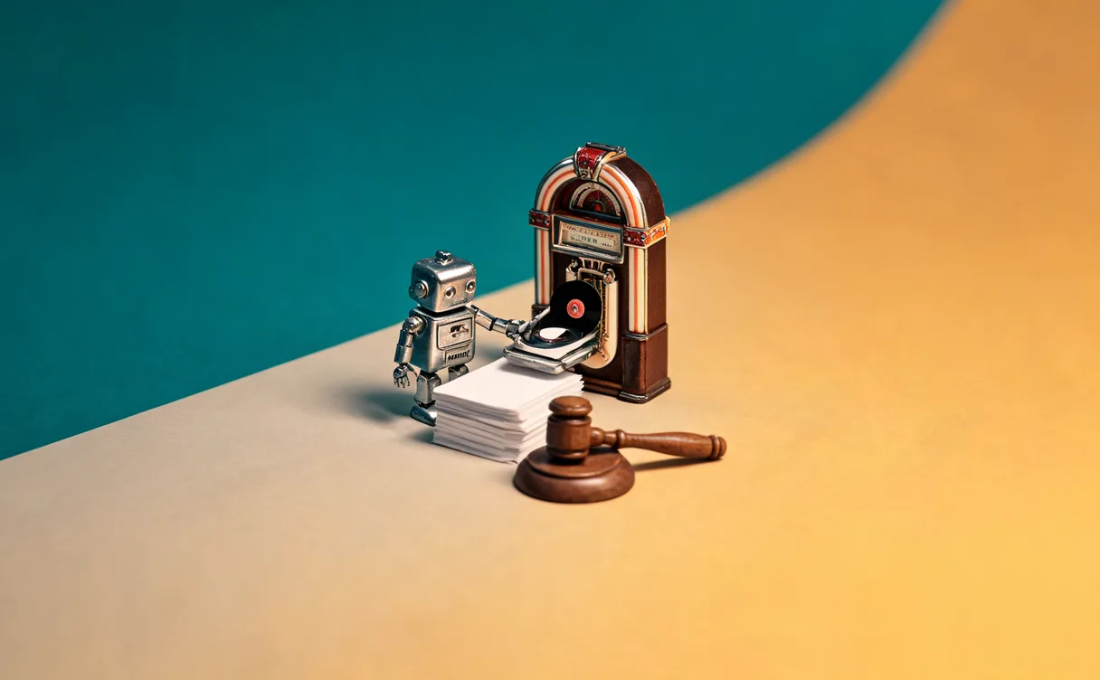 Miniatuur diorama-illustratie bij artikel 'Elvis-rechthebbenden klagen Anthropic aan om 274 liedjes'