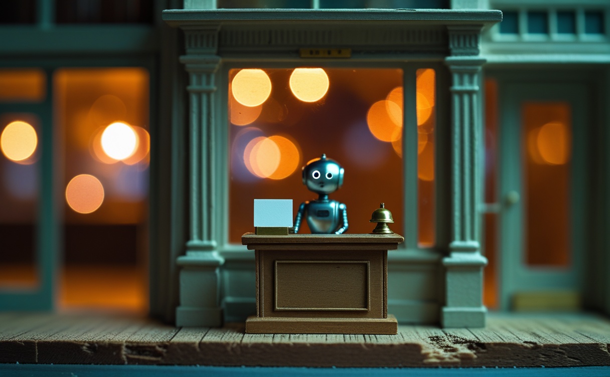 Miniatuur diorama-illustratie bij artikel 'Vanaf 2 augustus weet je of je met AI praat: wat de EU AI Act voor chatbots verandert'