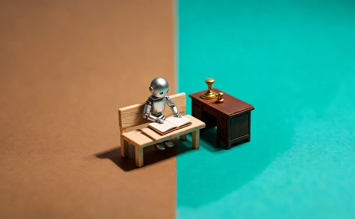 Miniatuur diorama-illustratie bij artikel 'Je notaris gaat op AI-les: wat verandert er voor jou als cliënt?'
