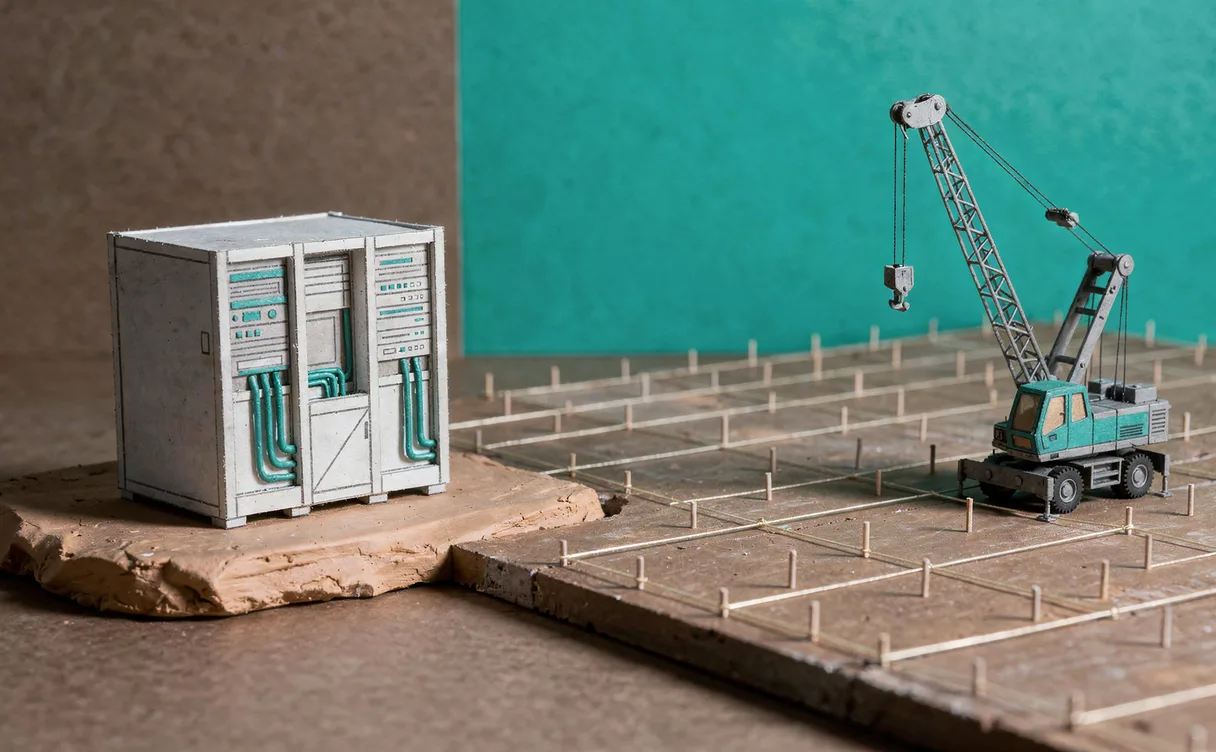 Miniatuur diorama-illustratie bij artikel 'Nscale wil voor 35 miljard naar de beurs, datacenters nog niet af'