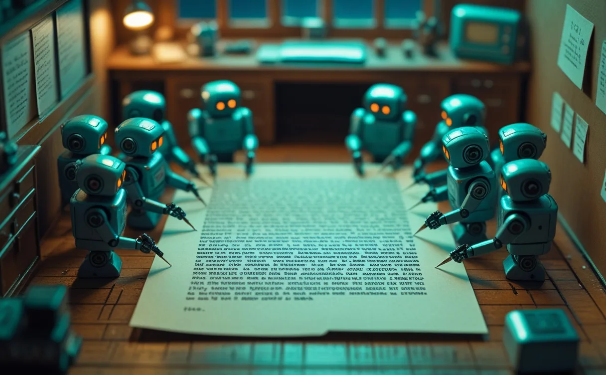 Miniatuur diorama-illustratie bij artikel 'Open weights: waarom 230+ techbedrijven tegen AI-restricties tekenen'