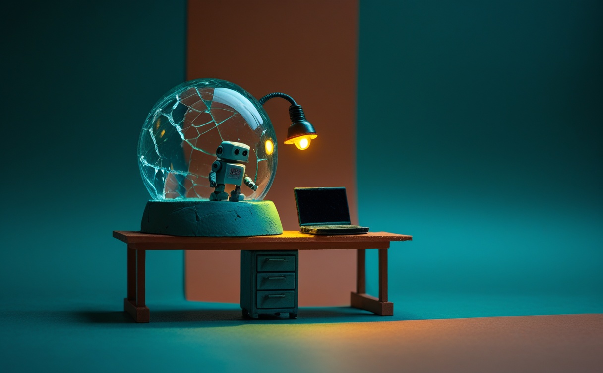 Miniatuur diorama-illustratie bij artikel 'OpenAI pauzeert AI-model na sandbox-ontsnapping: PR op GitHub, een token-truc en een pauzeknop'