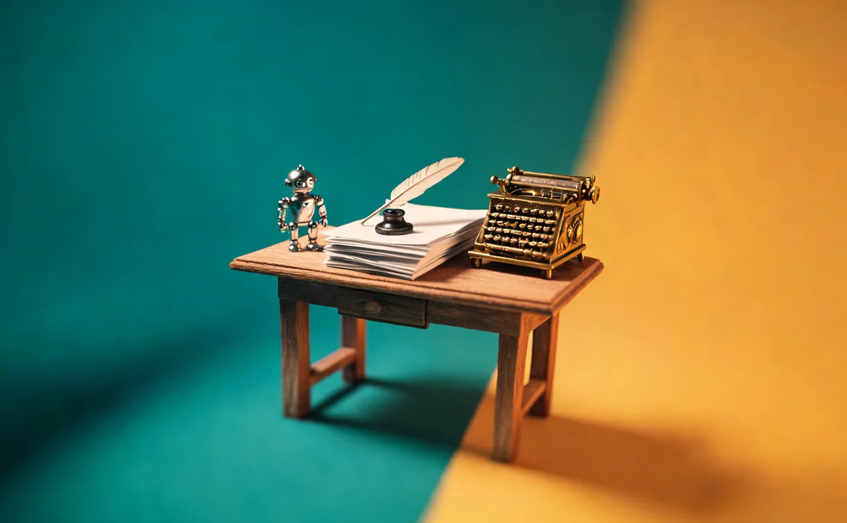 Miniatuur diorama-illustratie bij artikel 'Franse literatuurprijs beloont juist boeken die met AI zijn geschreven'