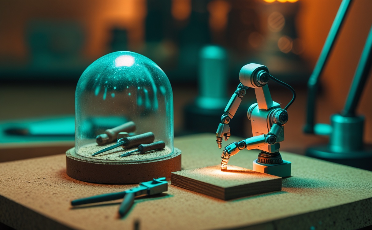 Miniatuur diorama-illustratie bij artikel 'Verleer je vaardigheden door AI? Wat het onderzoek écht zegt'