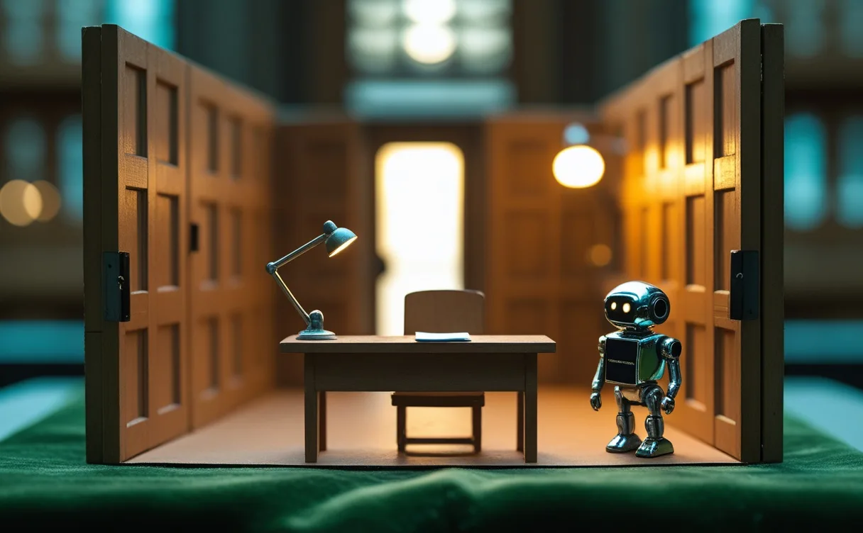 Miniatuur diorama-illustratie bij artikel 'WUR scherpt toetsbeleid aan vanwege AI: dit merken studenten'